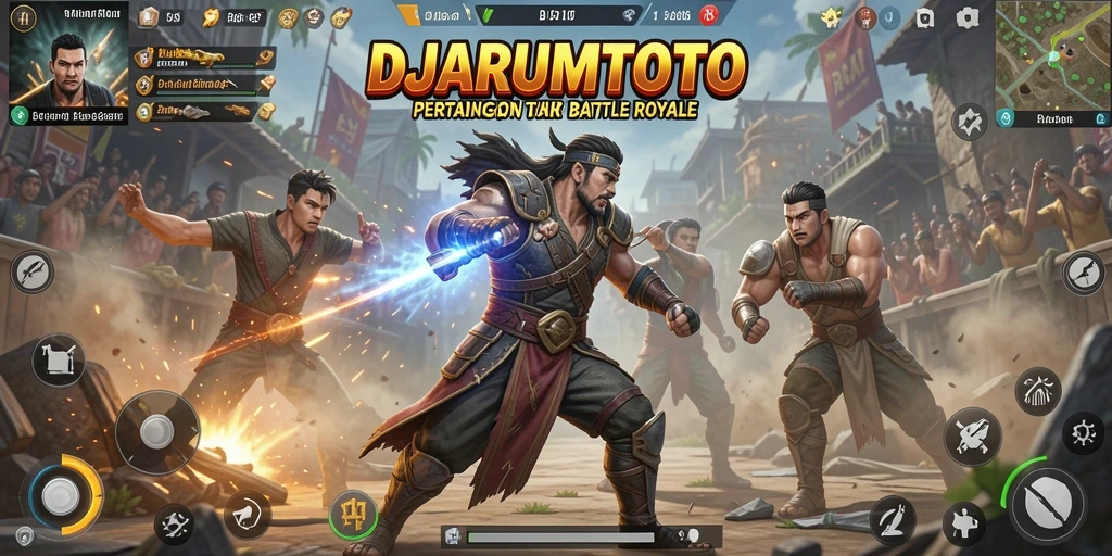 Screenshot <strong>DJARUMTOTO</strong> menampilkan gameplay Battle Royale yang mendebarkan dan penuh aksi.
