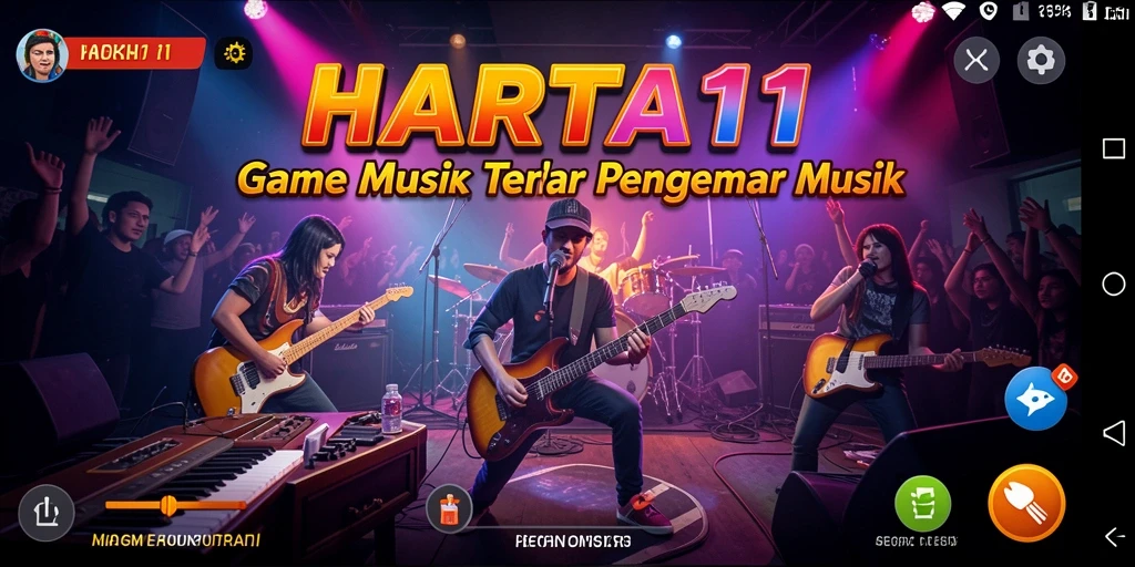 Screenshot HARTA11 menampilkan gameplay yang menampilkan pengguna bernyanyi lagu favorit.