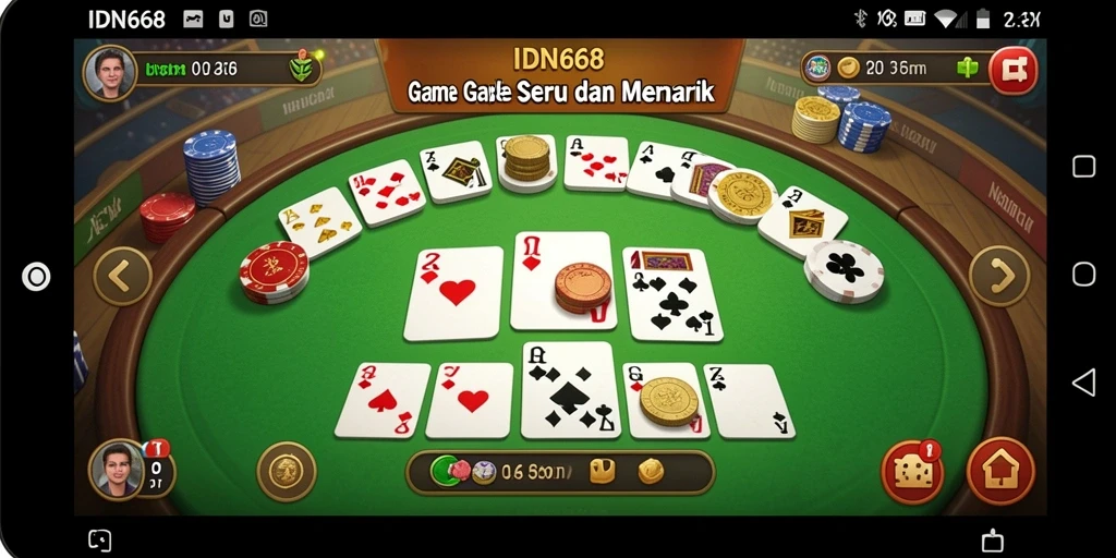 Screenshot gameplay IDN668 yang menunjukkan momen seru bermain Gaple.