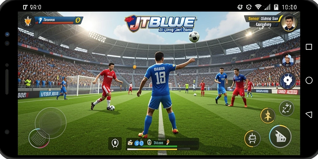 Tangkapan layar JTBLUE menampilkan pengalaman bermain olahraga yang mendebarkan.