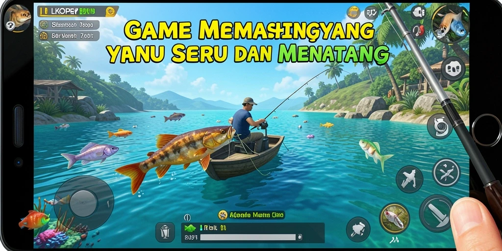 Screenshot gameplay menarik dari LKOPEN dengan aksi memancing seru.