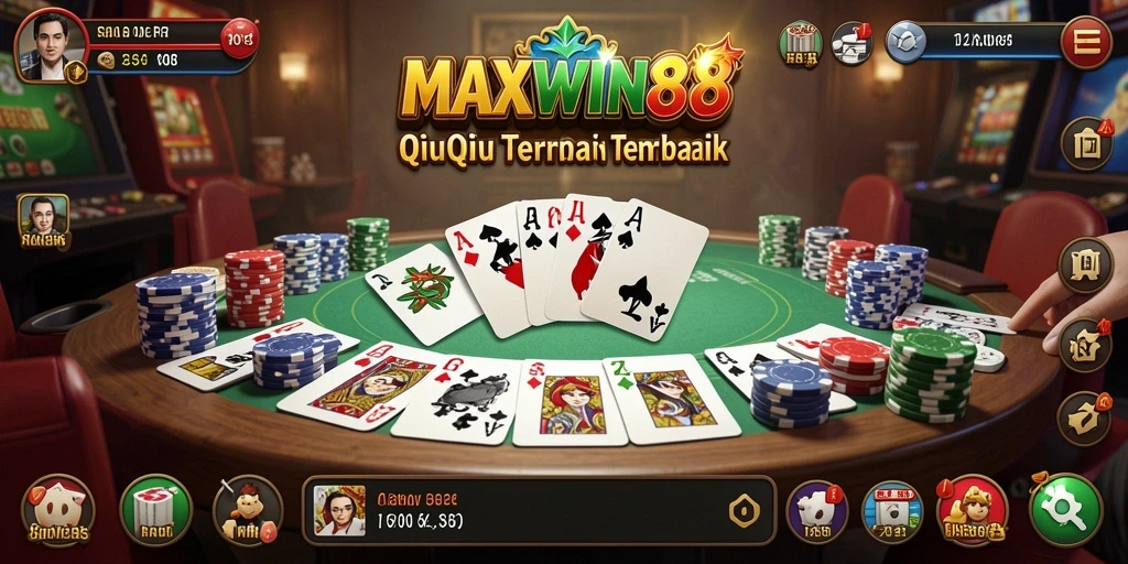 Screenshot gameplay MAXWIN88 menampilkan aksi seru permainan QiuQiu.