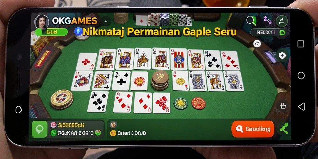 Screenshot OKGAMES menunjukkan gameplay Gaple yang menyenangkan dan interaktif.