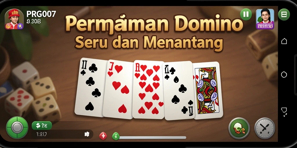 Screenshot PRG007 menunjukkan pengalaman seru bermain domino.