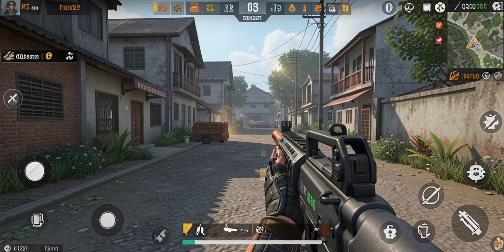 Tampilan gameplay QQ1221 dengan pertempuran seru TPS.